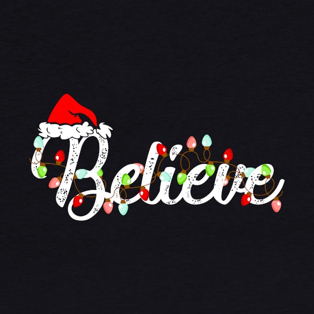 Christmas believe shirt - Christmas light believe Santa hat shirt gift - Christmas family matching shirt by TeesCircle